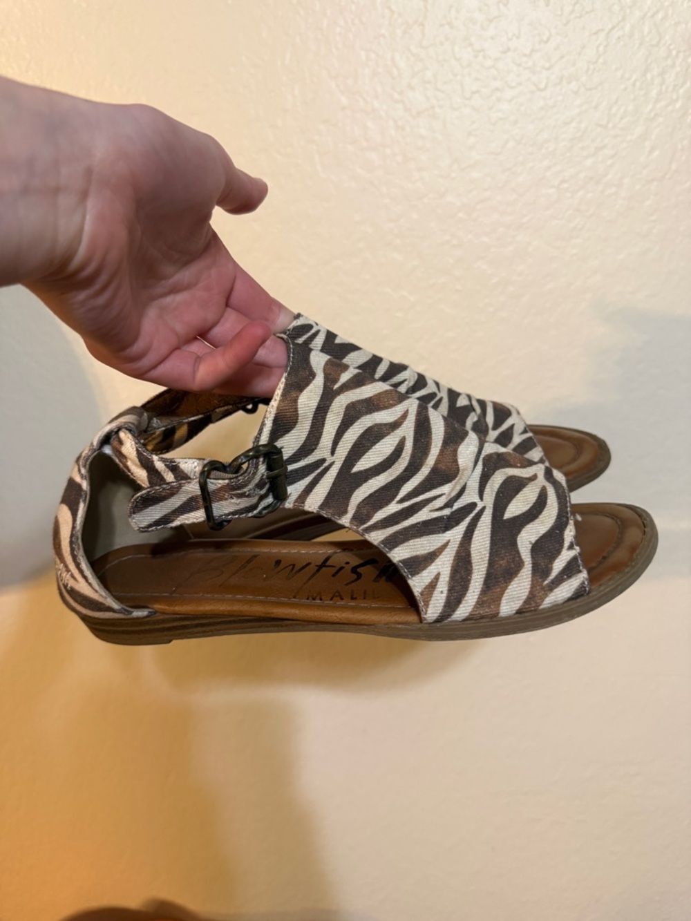 Blowfish Malibu Brand Women's Zebra Print Slingback Sandals - Brown/White